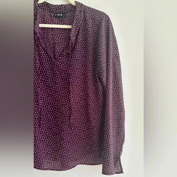 B Collection by Bobeau Purple and White Polka Dot Blouse, Size Medium - Picture 5 of 16